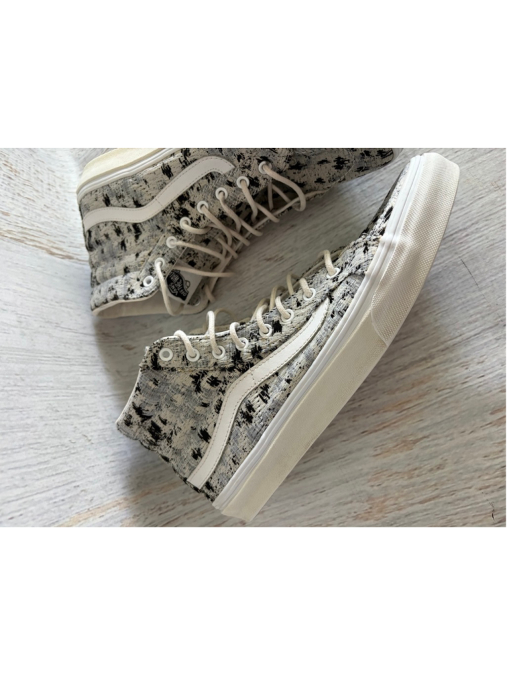 Women's Vans Sk8-Hi Sneakers Size 9 White Black Pattern - Picture 6 of 10